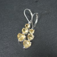 Sterling Silver Citrine Heart Earrings Lever Back by Chuck Clemency Estate Jewelry