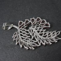 Estate Sterling Silver Pink Ice Cubic Zirconia Leaf Pendant
