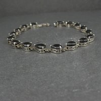 Faceted Pear Cut Black Tourmaline Bracelet Sterling Silver 8.25 Inches