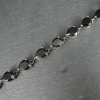 Faceted Pear Cut Black Tourmaline Bracelet Sterling Silver 8.25 Inches