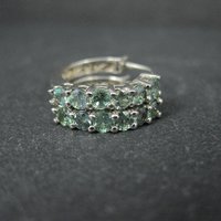 Sterling Silver Color Change Blue Green Sapphire Latch Hoop Earrings