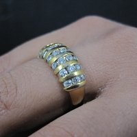 Vermeil Sterling Cz Dome Ring Size 8 Estate Jewelry
