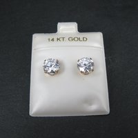 Vintage 8mm Cz Stud Earrings 14K Gold Filled New Old Stock