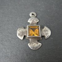 Vintage Sterling Silver Topaz Maltese Cross Charm