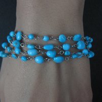 Sterling Silver 4 Strand Turquoise Bracelet
