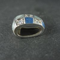 Sterling Silver Blue Enamel Diamonique Slider Pendant Ross Simons