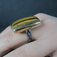 Large Vintage Sterling Tigers Eye Ring Size 7.5
