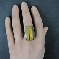 Large Vintage Sterling Tigers Eye Ring Size 7.5