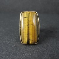 Large Vintage Sterling Tigers Eye Ring Size 7.5