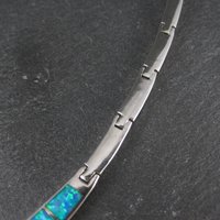 Estate Sterling Opal Inlay Amethyst Necklace