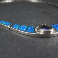 Estate Sterling Opal Inlay Amethyst Necklace