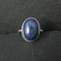 Simple Sterling Silver Lapis Lazuli Ring Size 6