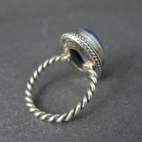 Simple Sterling Silver Lapis Lazuli Ring Size 6