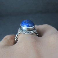 Simple Sterling Silver Lapis Lazuli Ring Size 6