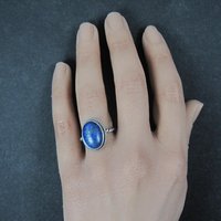 Simple Sterling Silver Lapis Lazuli Ring Size 6