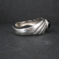 Vintage Sterling Silver Onyx Cuff Bracelet 6.25 Inches