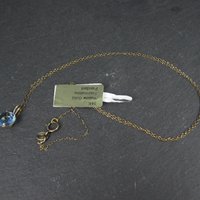 14K Blue Tourmaline Solitaire Pendant Necklace 2003 Vintage