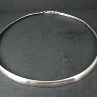 Sterling Silver 6mm Omega Chain Necklace 16" Vintage Italian