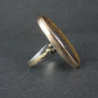 Large Oval Tigers Eye Ring Size 8 Sterling Silver