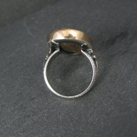 Large Oval Tigers Eye Ring Size 8 Sterling Silver