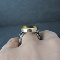 Large Oval Tigers Eye Ring Size 8 Sterling Silver