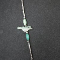 Estate Southwestern Sterling Bird Fetish Liquid Silver Necklace 30 Inches
