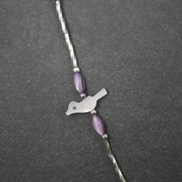 Estate Southwestern Sterling Bird Fetish Liquid Silver Necklace 30 Inches