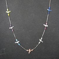 Estate Southwestern Sterling Bird Fetish Liquid Silver Necklace 30 Inches