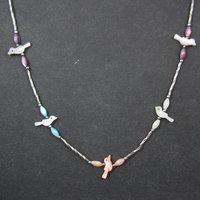 Estate Southwestern Sterling Bird Fetish Liquid Silver Necklace 30 Inches