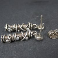 Southwestern Sterling Silver Twisted Wire Earrings Mod Contemporary