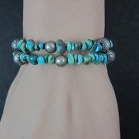 Natural Turquoise Coil Wrap Bracelet Relios
