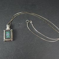 Sterling Silver Opal Malachite Inlay Pendant Necklace