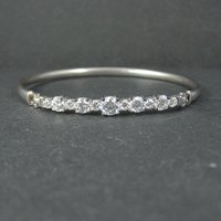 Sterling Silver Cubic Zirconia Bangle Bracelet 7 Inches