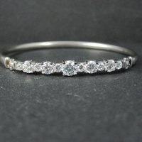 Sterling Silver Cubic Zirconia Bangle Bracelet 7 Inches