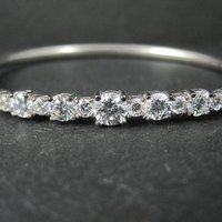 Sterling Silver Cubic Zirconia Bangle Bracelet 7 Inches