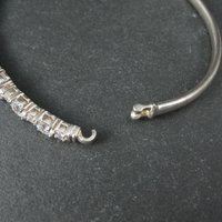 Sterling Silver Cubic Zirconia Bangle Bracelet 7 Inches