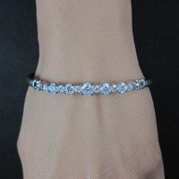 Sterling Silver Cubic Zirconia Bangle Bracelet 7 Inches