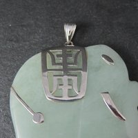 Huge Sterling Silver Jade Elephant Pendant