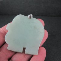 Huge Sterling Silver Jade Elephant Pendant