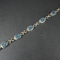 Sterling Silver Mosaic Opal Inlay Bracelet 7.25 Inches