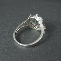 Estate Sterling Silver Mystic Topaz Cz Ring Size 7