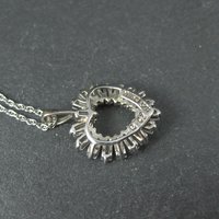 Sterling Silver Baguette Cz Heart Pendant Necklace Ross Simons