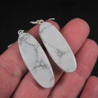 Simple Howlite Earrings Sterling Silver