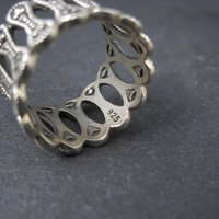 Wide Sterling Silver Marcasite Band Ring Size 7.5
