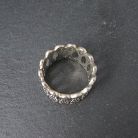 Wide Sterling Silver Marcasite Band Ring Size 7.5