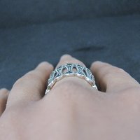 Wide Sterling Silver Marcasite Band Ring Size 7.5