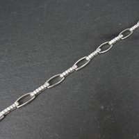 Sterling Silver Cz Link Bracelet 7-8 Inches