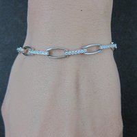 Sterling Silver Cz Link Bracelet 7-8 Inches