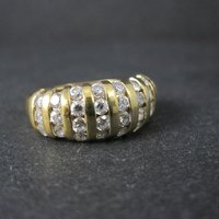 Vermeil Sterling Cz Dome Ring Size 8 Estate Jewelry