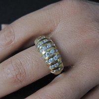 Vermeil Sterling Cz Dome Ring Size 8 Estate Jewelry